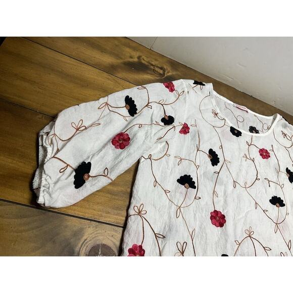 Parami Design Floral Embroidered Blouse 3/4 Sleeve Blouse Peasant Top Cottage 3X - Picture 5 of 10